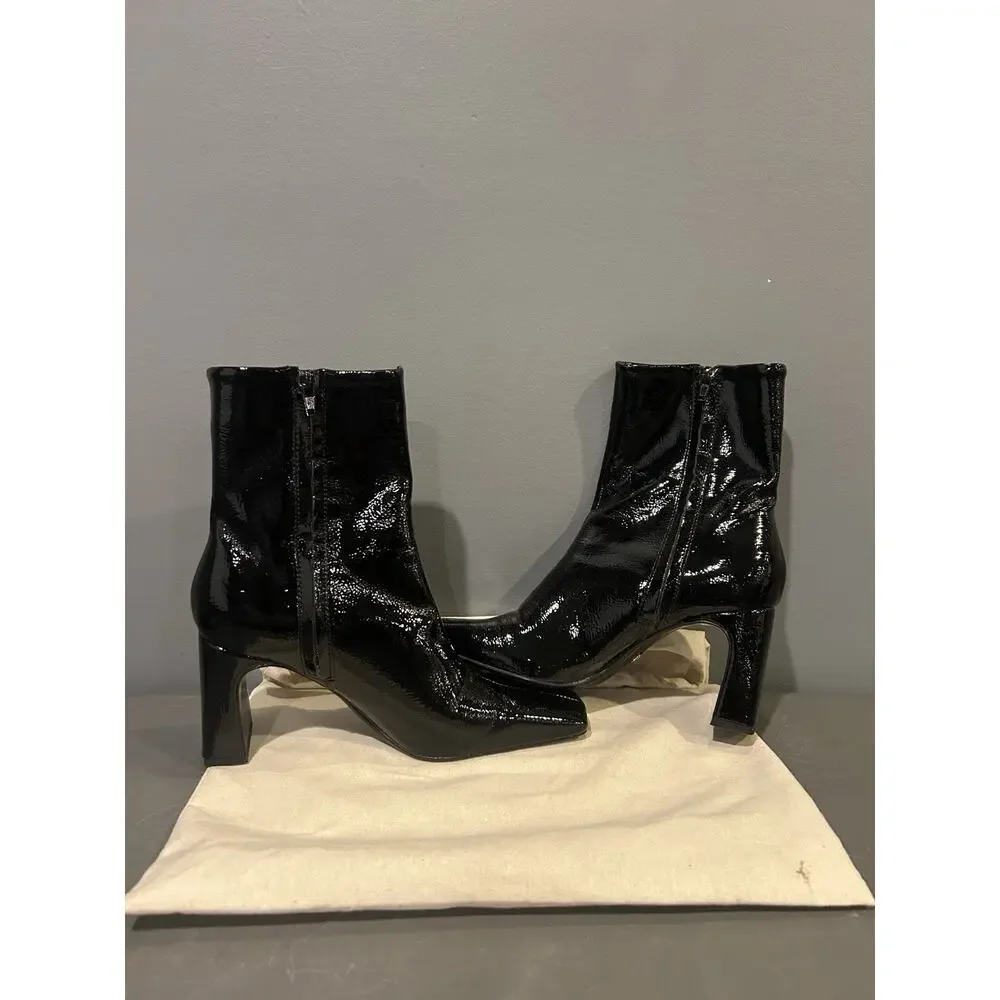 Zara Black Genuine Leather Pointed Toe Ankle Boots‎ Women Size US 8 EUR 36 Bag